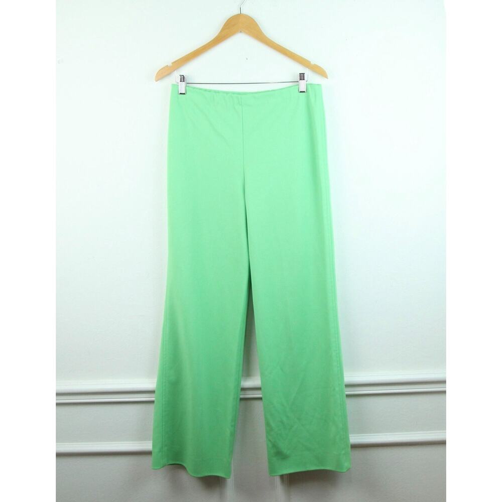 Vintage 12 M L‎ Pants Wide Leg Bright Green Preppy Retro 70s Hippy Maximalist